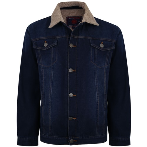 KAM Sherpa Lined Denim Jacket Dark Wash